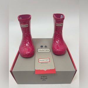 Hunter Pink First Classic Glitter Rain Boots NWT Sizes 5